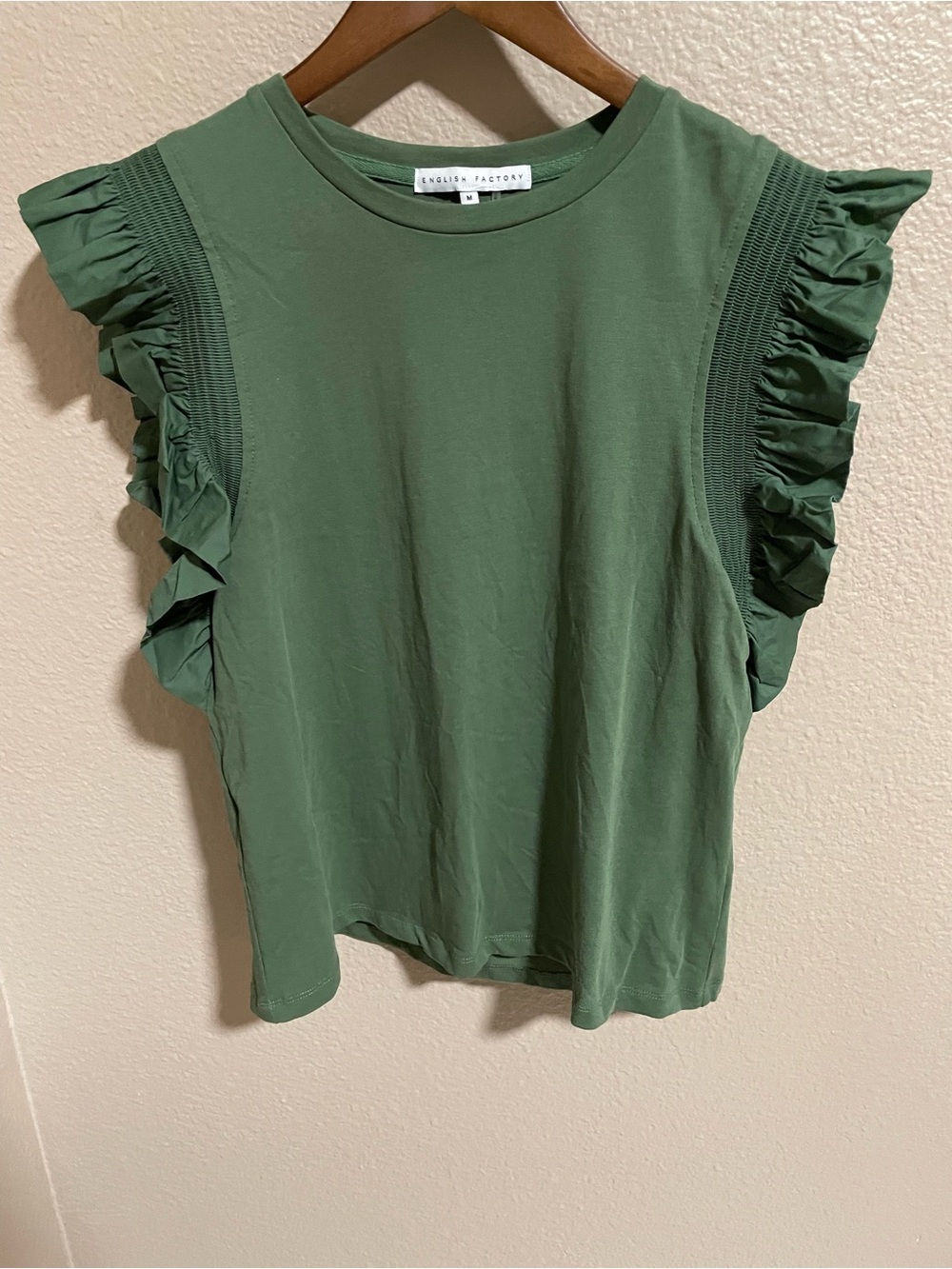 English Factory Green Ruffle Sleeve Tank Top